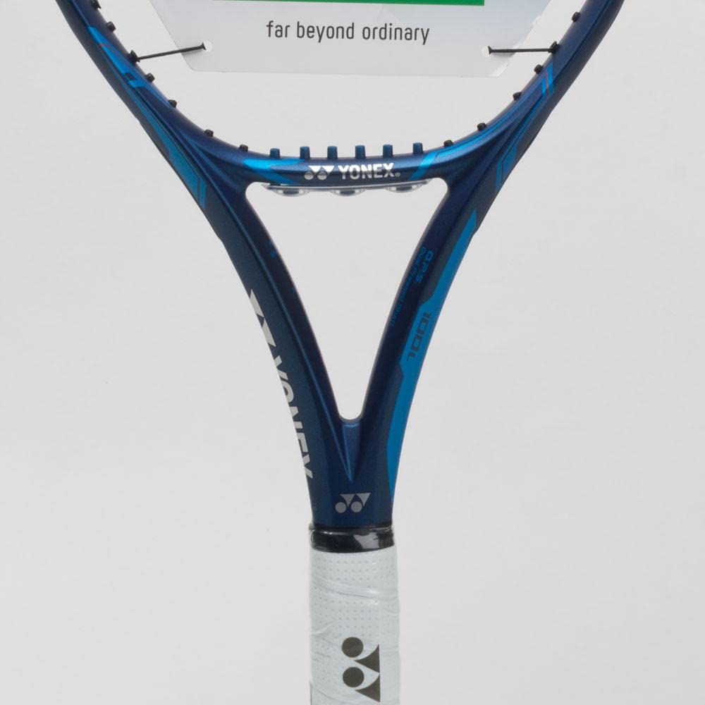 Raquete de tênis YONEX EZONE 100 azul profundo em suporte de 4 1/4